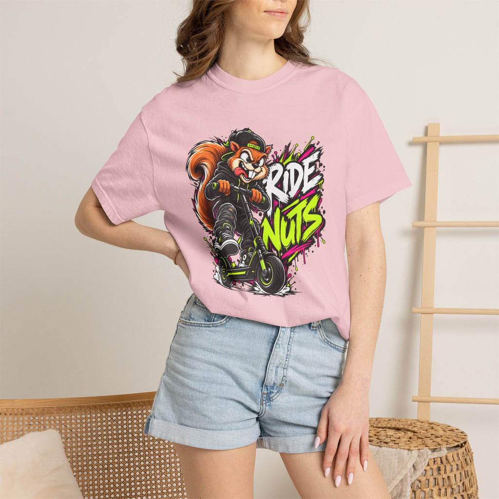 T-Shirt — 'Ride Nuts' Squirrel Scooter Graphic Tee