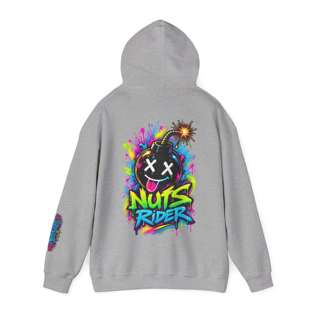 Nuts Rider Graphic Hoodie — Colorful Bomb Mascot Streetwear !
