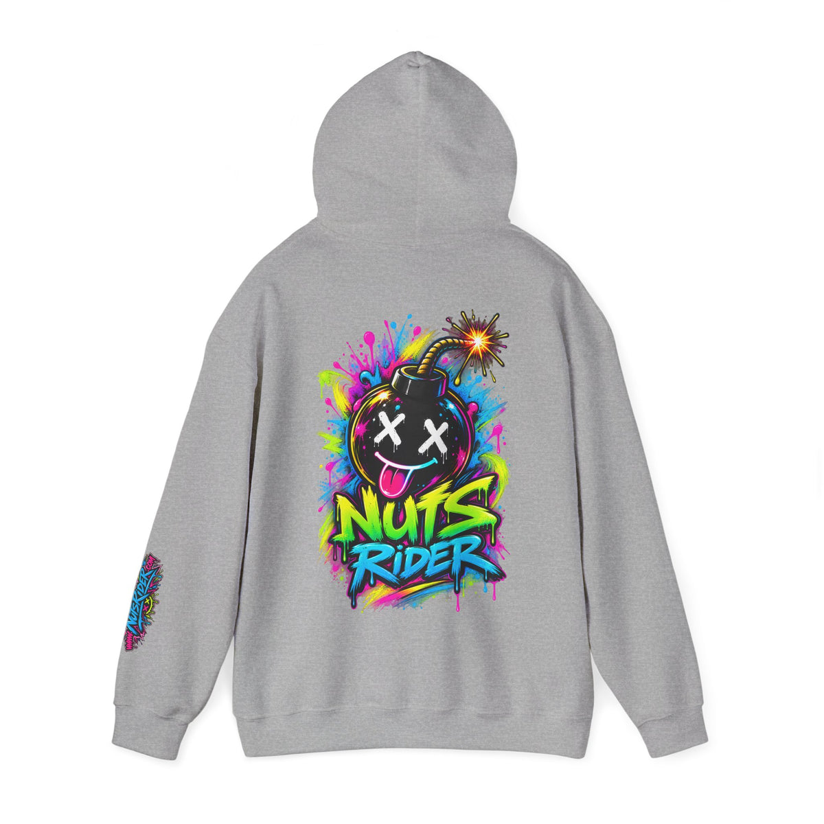 Nuts Rider Graphic Hoodie — Colorful Bomb Mascot Streetwear !