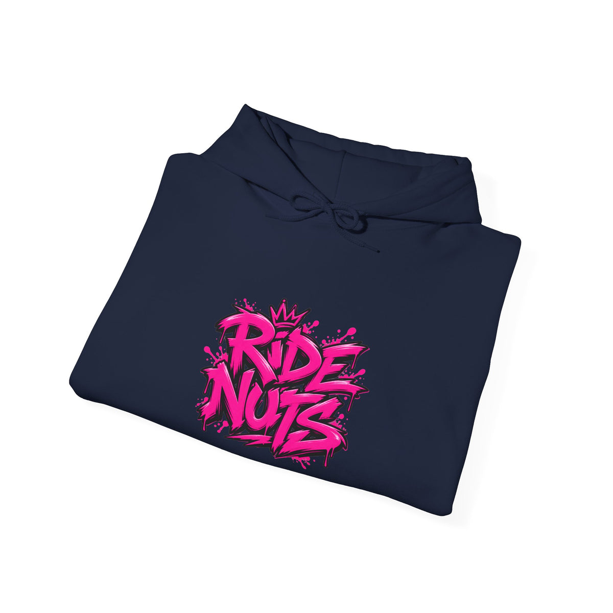 Ride Nuts Hoodie — Retro Graffiti Motorcycle Cartoon Pullover ("Ride Nuts Have Fun")