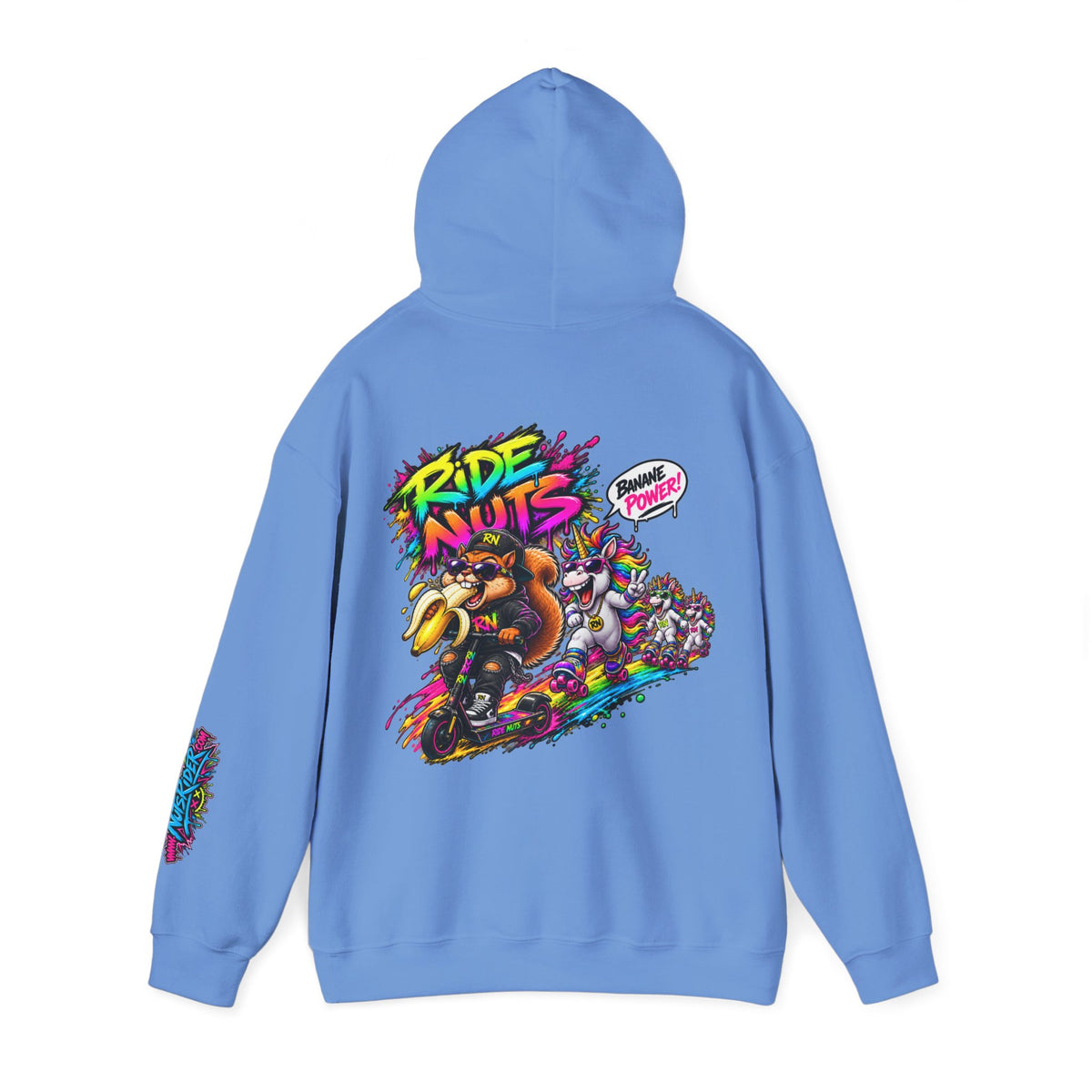 Nuts Rider Graphic Hoodie — "Ride Nuts" Colorful Skate/Scooter Streetwear
