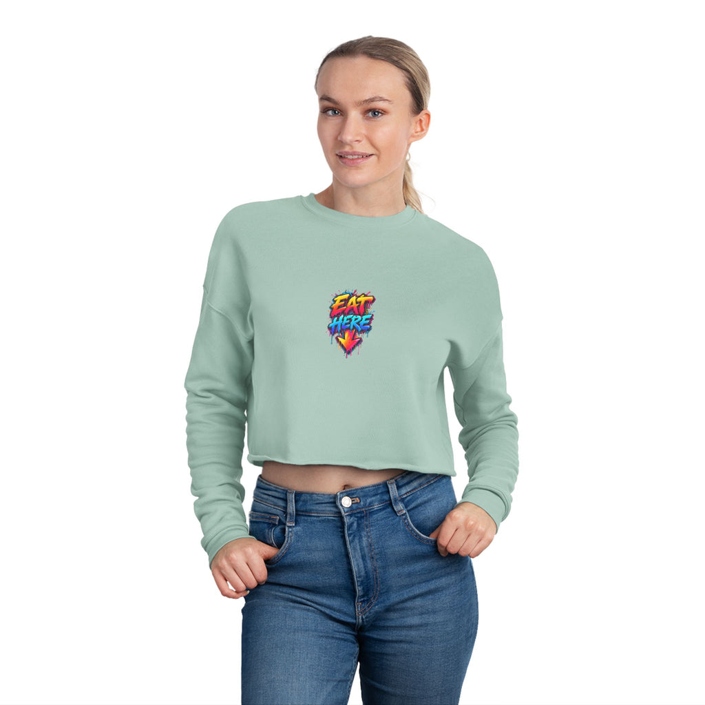 Cropped Sweatshirt — 'Ride Nutz' Squirrel Graphic Crop Top (Eat More Heart Badge)