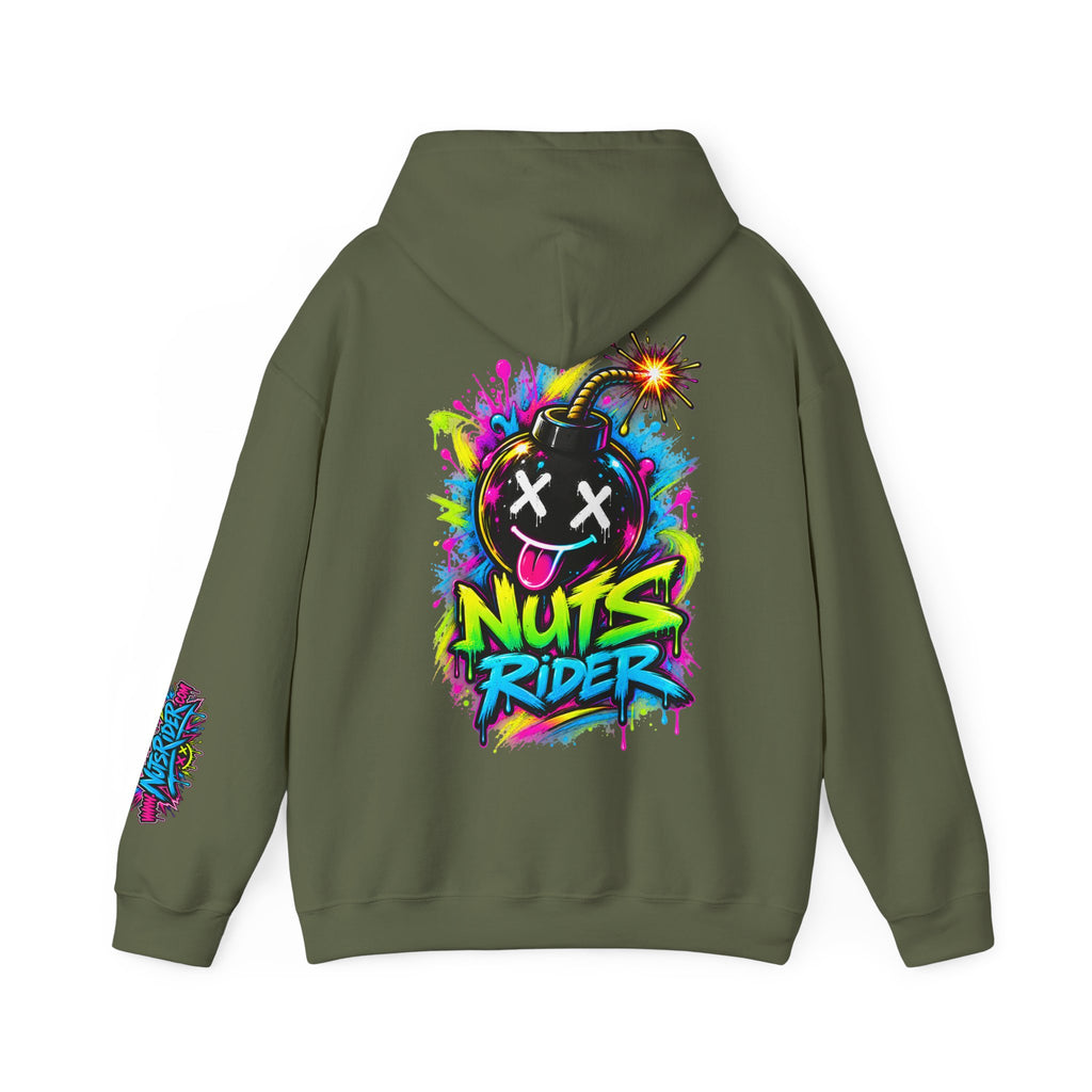 Nuts Rider Graphic Hoodie — Colorful Bomb Mascot Streetwear !