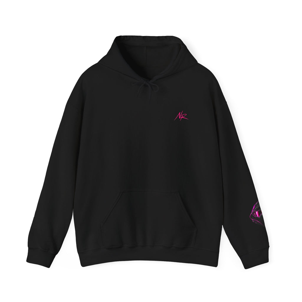 Nuts Rider Neon Shadow Hoodie – Black & Magenta