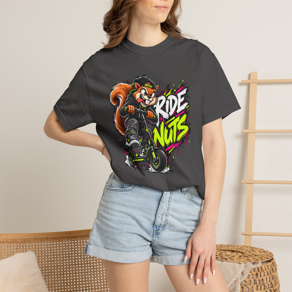 T-Shirt — 'Ride Nuts' Squirrel Scooter Graphic Tee