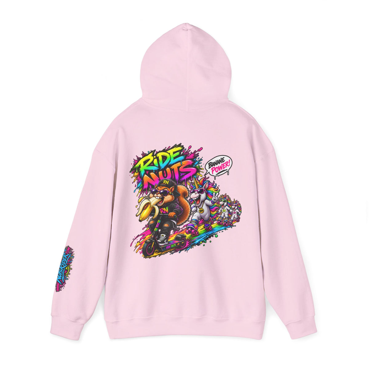 Nuts Rider Graphic Hoodie — "Ride Nuts" Colorful Skate/Scooter Streetwear