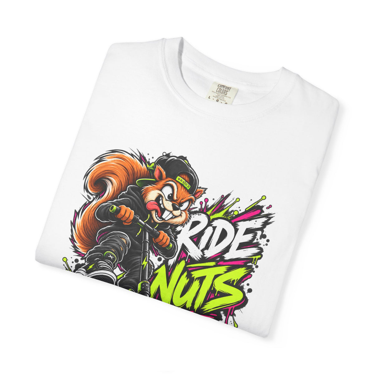 T-Shirt — 'Ride Nuts' Squirrel Scooter Graphic Tee