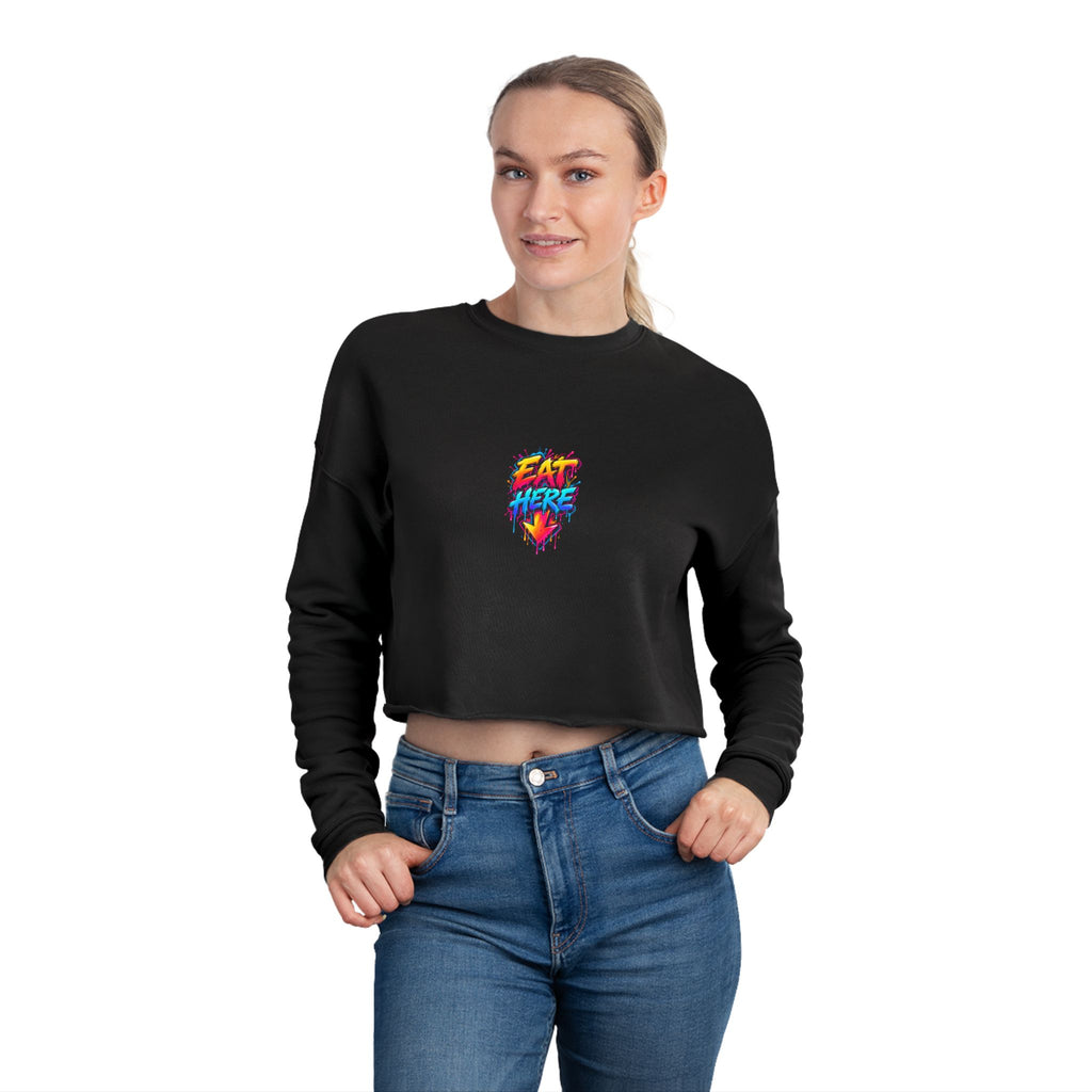 Cropped Sweatshirt — 'Ride Nutz' Squirrel Graphic Crop Top (Eat More Heart Badge)