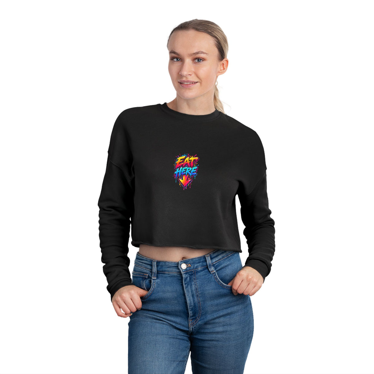 Cropped Sweatshirt — 'Ride Nutz' Squirrel Graphic Crop Top (Eat More Heart Badge)