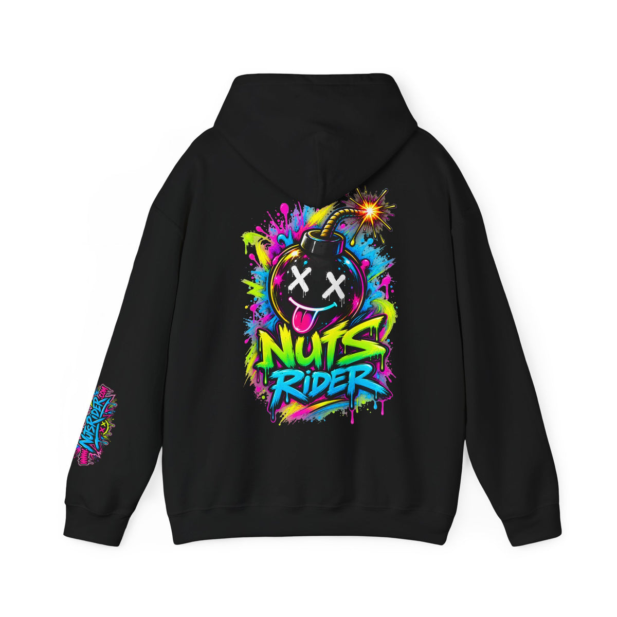 Nuts Rider Graphic Hoodie — Colorful Bomb Mascot Streetwear !