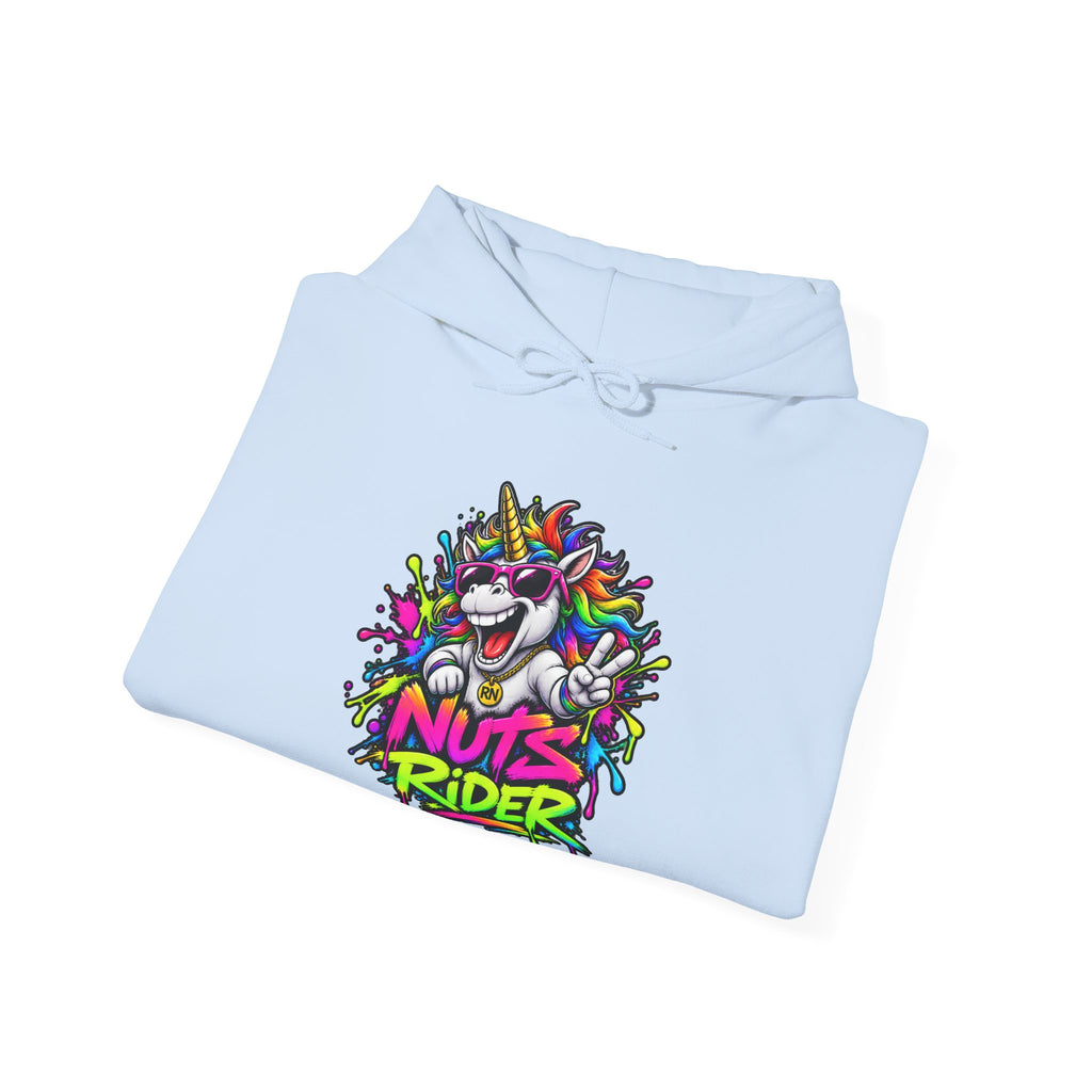 Nuts Rider Graphic Hoodie — "Ride Nuts" Colorful Skate/Scooter Streetwear