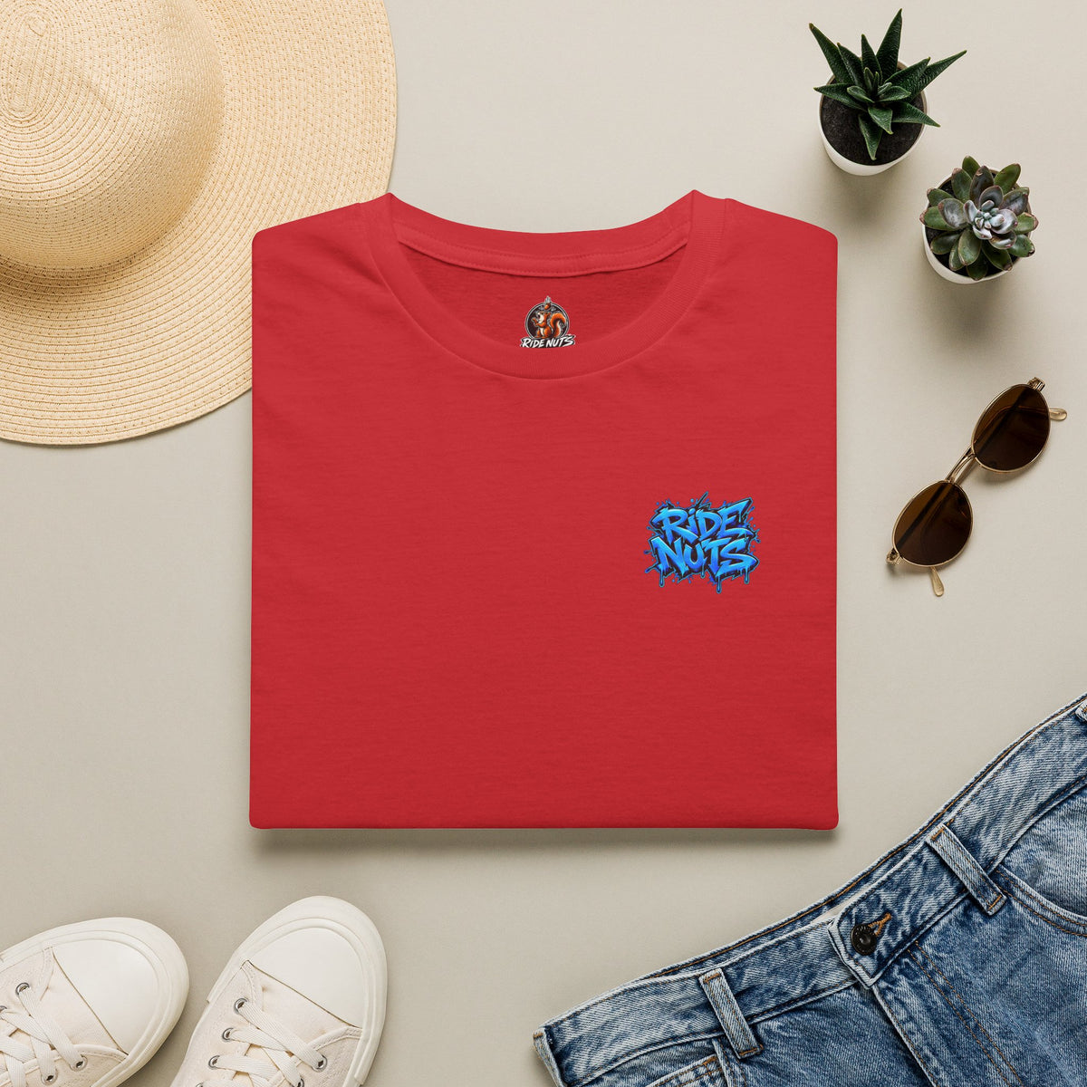 Graffiti Blue “Ride Nuts” Tee — Casual Streetwear T-Shirt