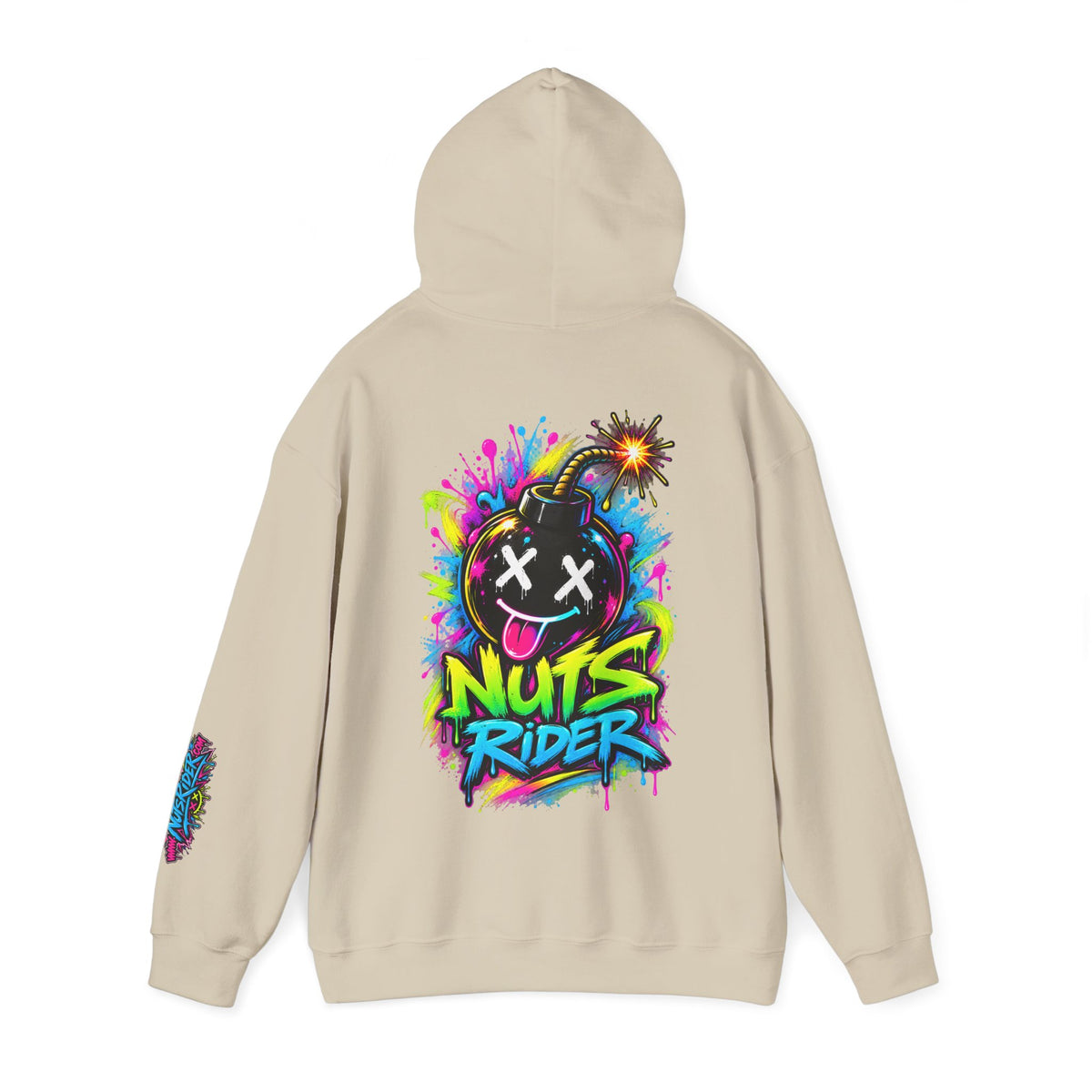 Nuts Rider Graphic Hoodie — Colorful Bomb Mascot Streetwear !