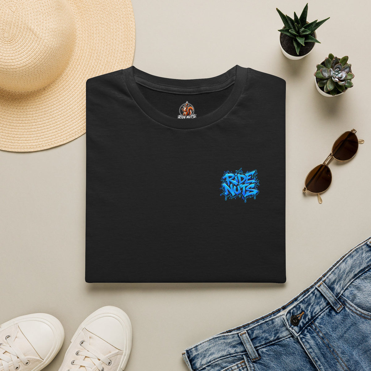 Graffiti Blue “Ride Nuts” Tee — Casual Streetwear T-Shirt