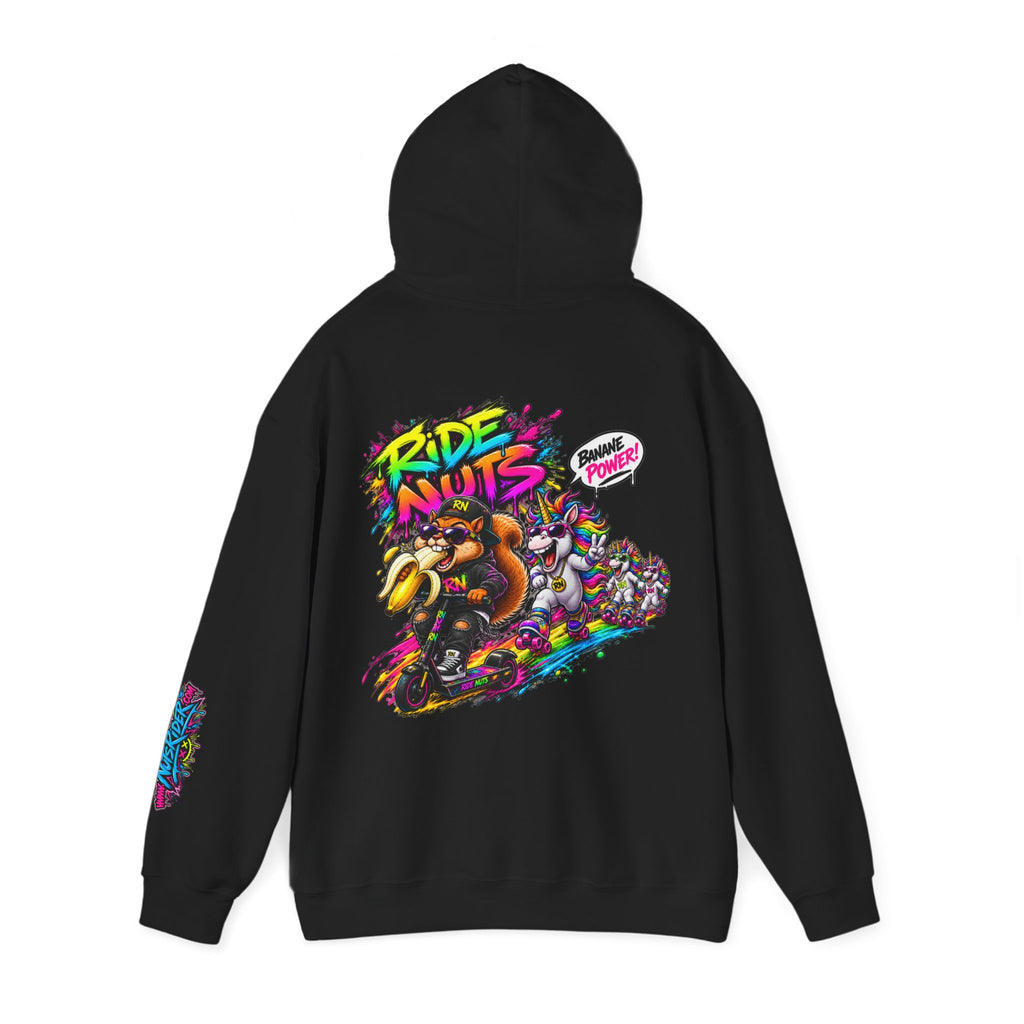 Nuts Rider Graphic Hoodie — "Ride Nuts" Colorful Skate/Scooter Streetwear