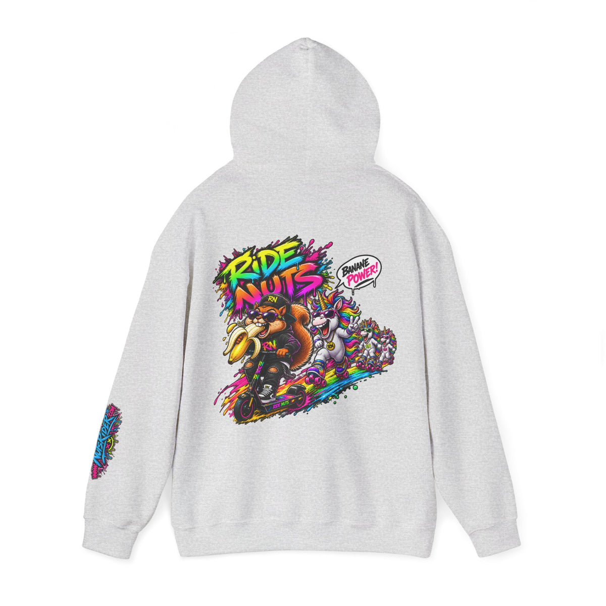 Nuts Rider Graphic Hoodie — "Ride Nuts" Colorful Skate/Scooter Streetwear