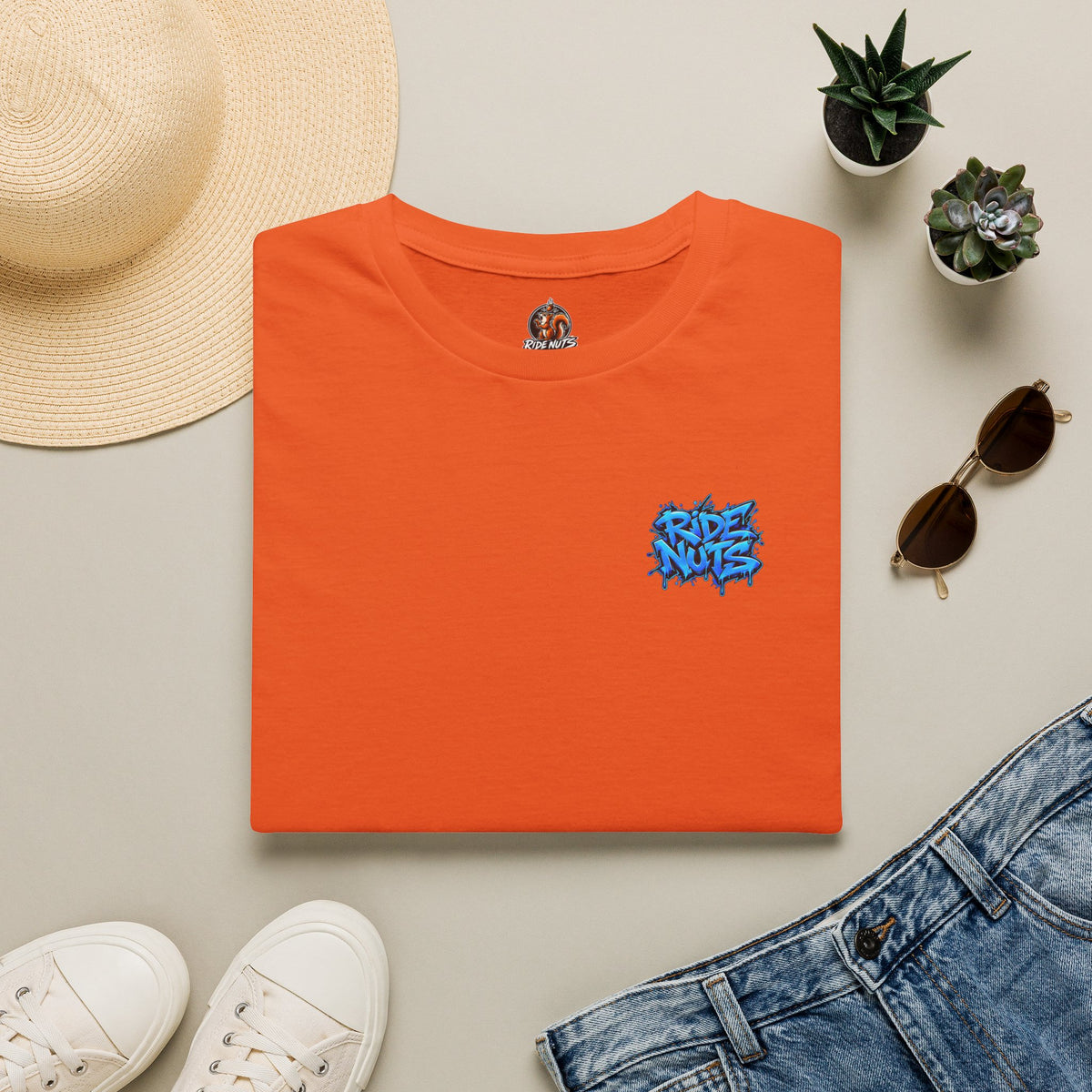 Graffiti Blue “Ride Nuts” Tee — Casual Streetwear T-Shirt