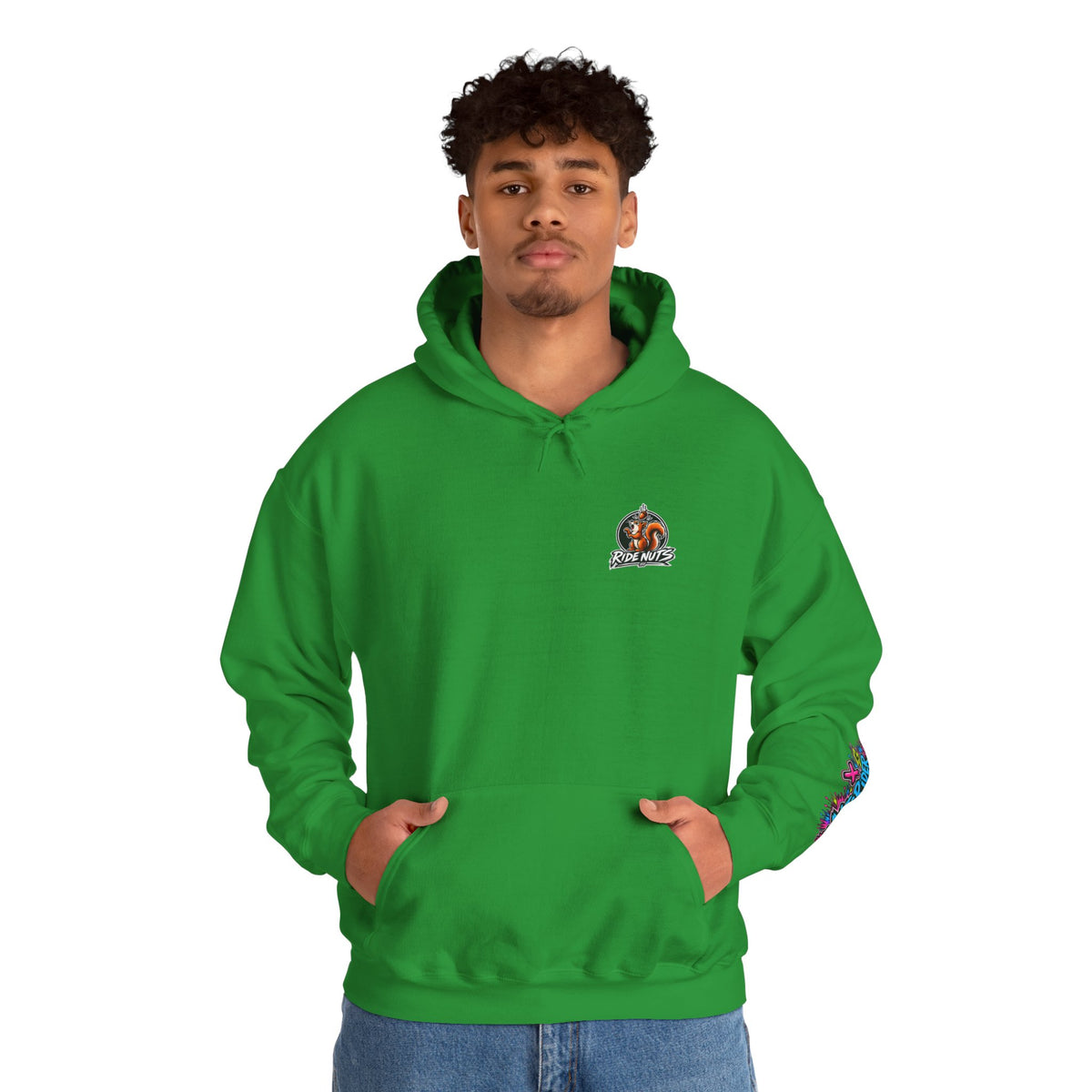 Ride Nuts Graphic Hoodie — Colorful Rock Hand Skull Moto Pullover