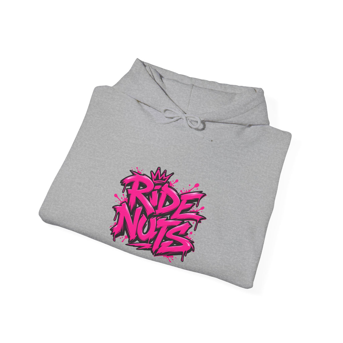 Ride Nuts Hoodie — Retro Graffiti Motorcycle Cartoon Pullover ("Ride Nuts Have Fun")