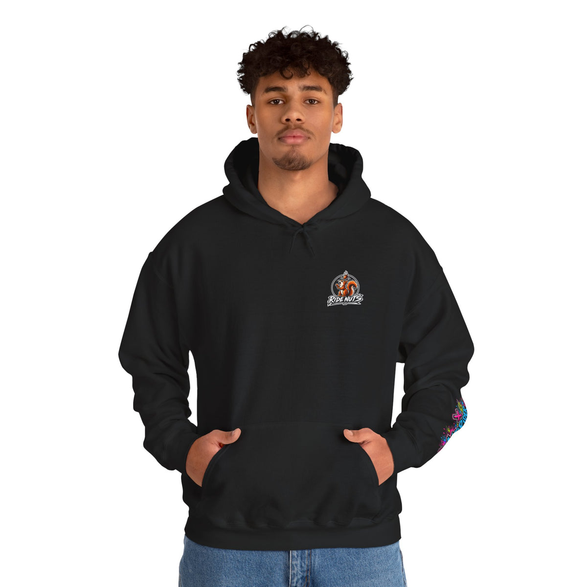 Ride Nuts Graphic Hoodie — Colorful Rock Hand Skull Moto Pullover
