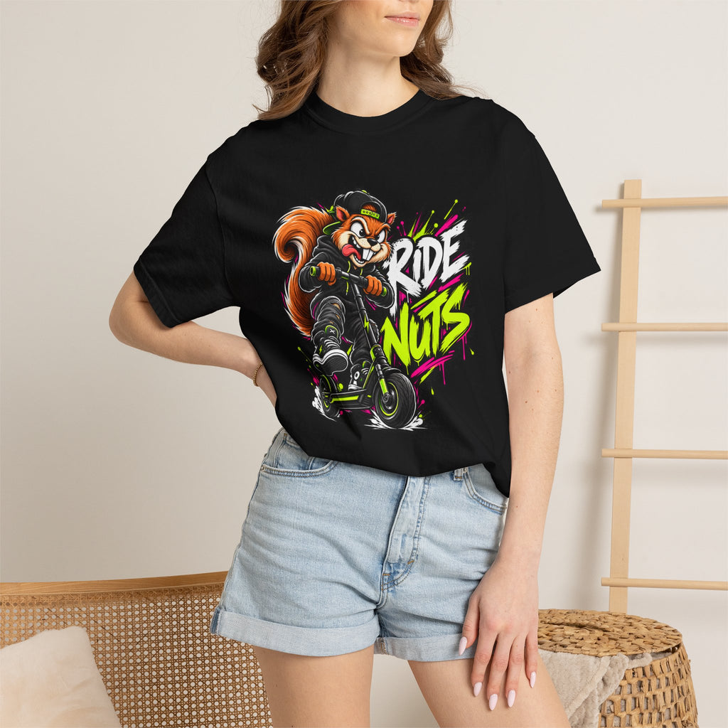 T-Shirt — 'Ride Nuts' Squirrel Scooter Graphic Tee
