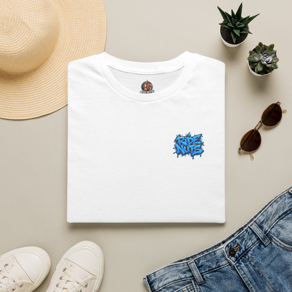 Graffiti Blue “Ride Nuts” Tee — Casual Streetwear T-Shirt