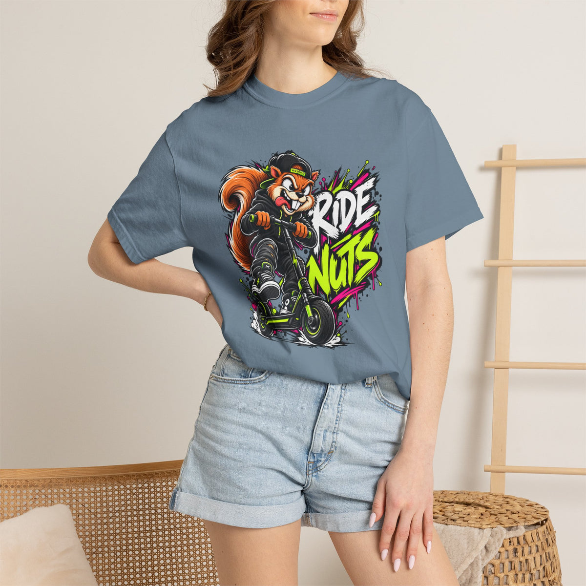 T-Shirt — 'Ride Nuts' Squirrel Scooter Graphic Tee