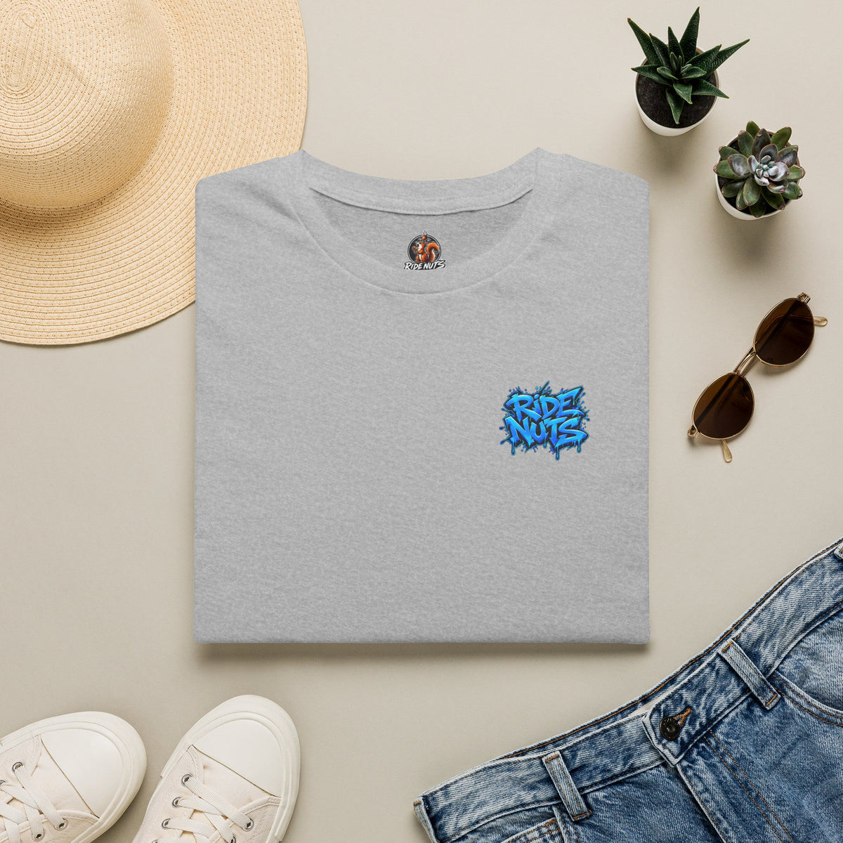 Graffiti Blue “Ride Nuts” Tee — Casual Streetwear T-Shirt
