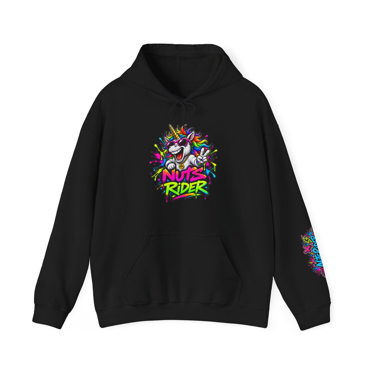 Nuts Rider Graphic Hoodie — "Ride Nuts" Colorful Skate/Scooter Streetwear