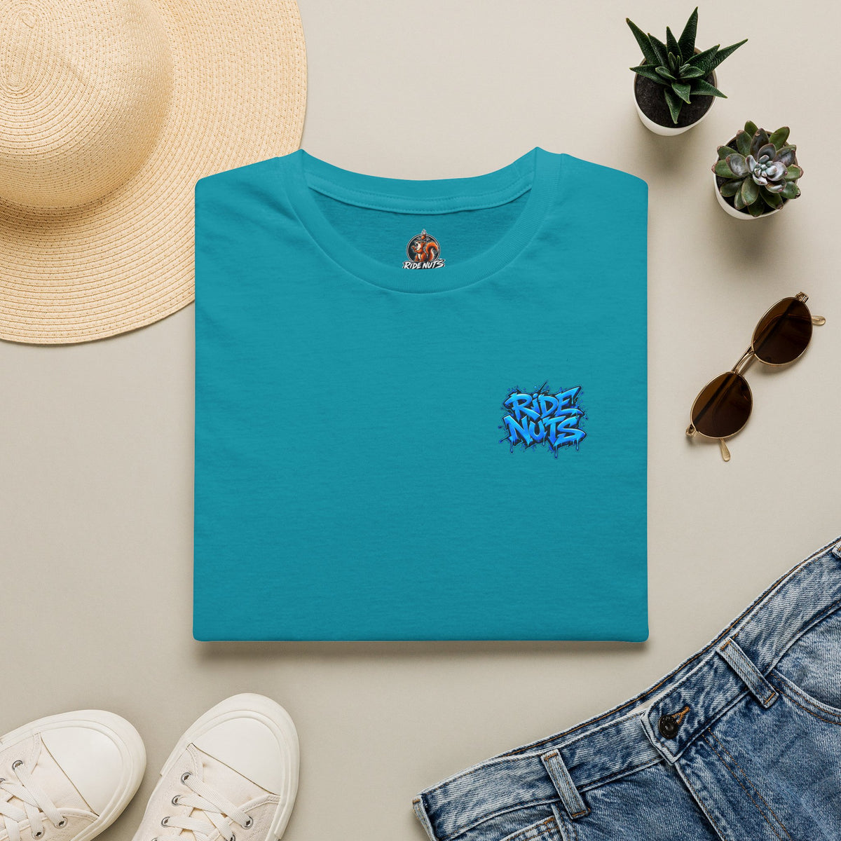 Graffiti Blue “Ride Nuts” Tee — Casual Streetwear T-Shirt