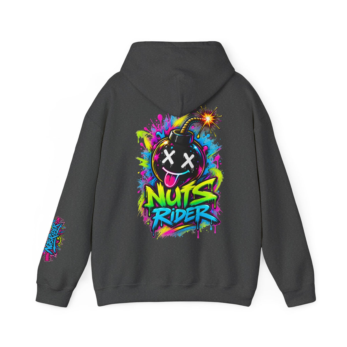 Nuts Rider Graphic Hoodie — Colorful Bomb Mascot Streetwear !