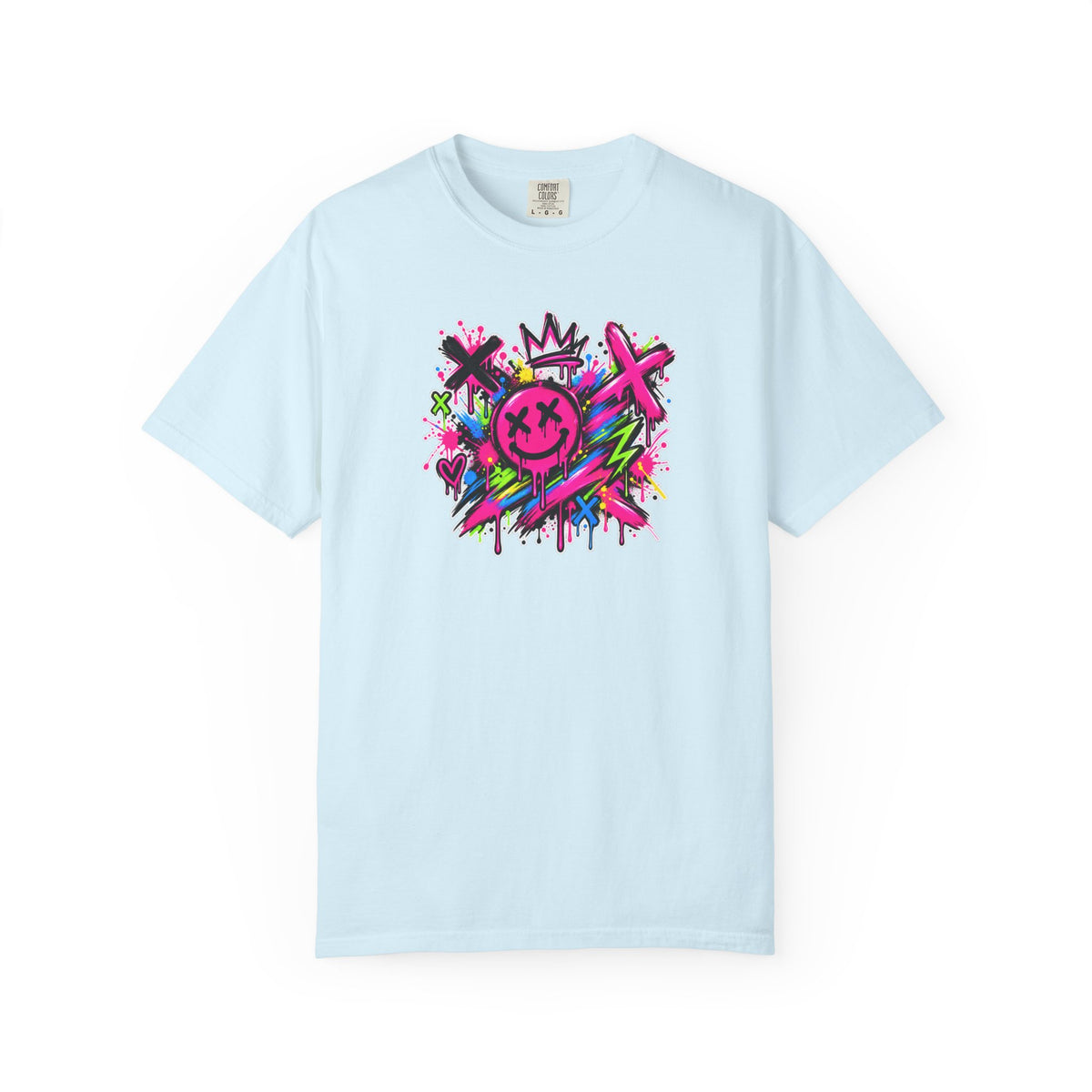Graffiti Smiley T-Shirt — Neon Street Art Graphic Tee