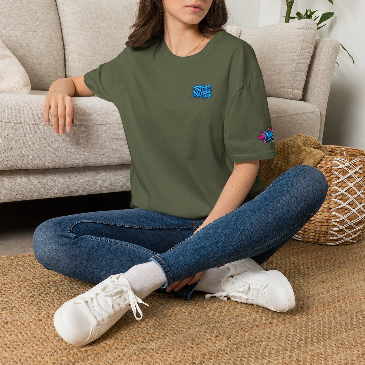 Graffiti Blue “Ride Nuts” Tee — Casual Streetwear T-Shirt
