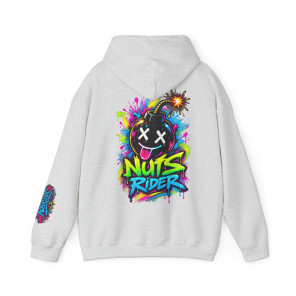Nuts Rider Graphic Hoodie — Colorful Bomb Mascot Streetwear !