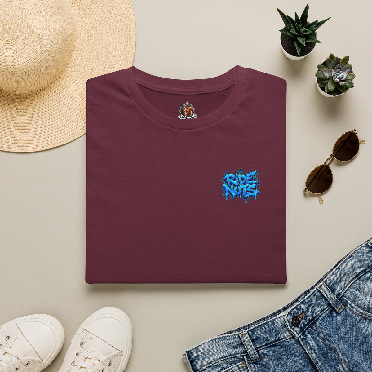 Graffiti Blue “Ride Nuts” Tee — Casual Streetwear T-Shirt