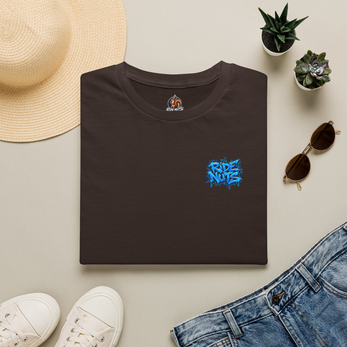 Graffiti Blue “Ride Nuts” Tee — Casual Streetwear T-Shirt
