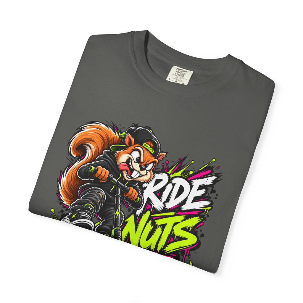 T-Shirt — 'Ride Nuts' Squirrel Scooter Graphic Tee