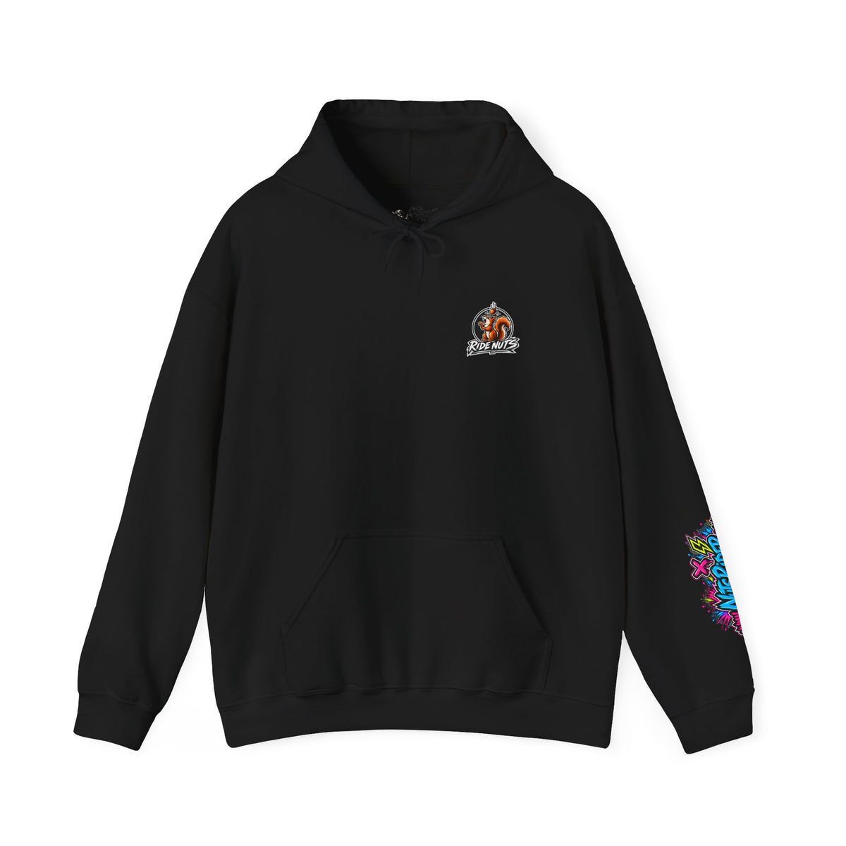Ride Nuts Graphic Hoodie — Colorful Rock Hand Skull Moto Pullover