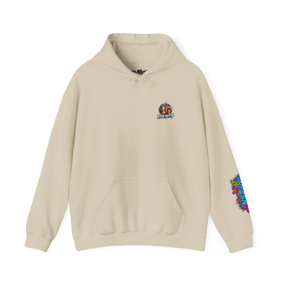Ride Nuts Graphic Hoodie — Colorful Rock Hand Skull Moto Pullover