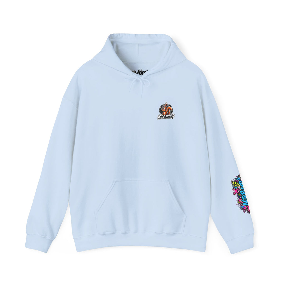 Ride Nuts Graphic Hoodie — Colorful Rock Hand Skull Moto Pullover