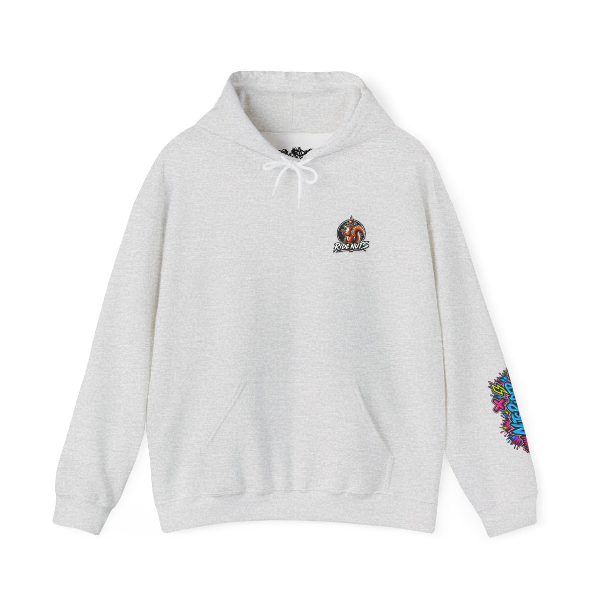 Ride Nuts Graphic Hoodie — Colorful Rock Hand Skull Moto Pullover