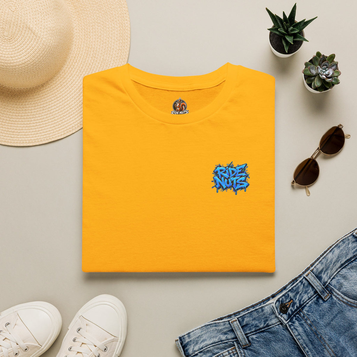 Graffiti Blue “Ride Nuts” Tee — Casual Streetwear T-Shirt