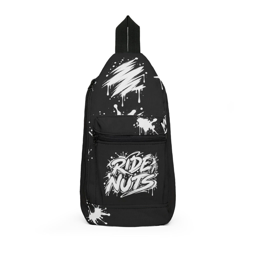 Ride Nuts Graffiti Sling Bag — Black Splatter Skate Crossbody