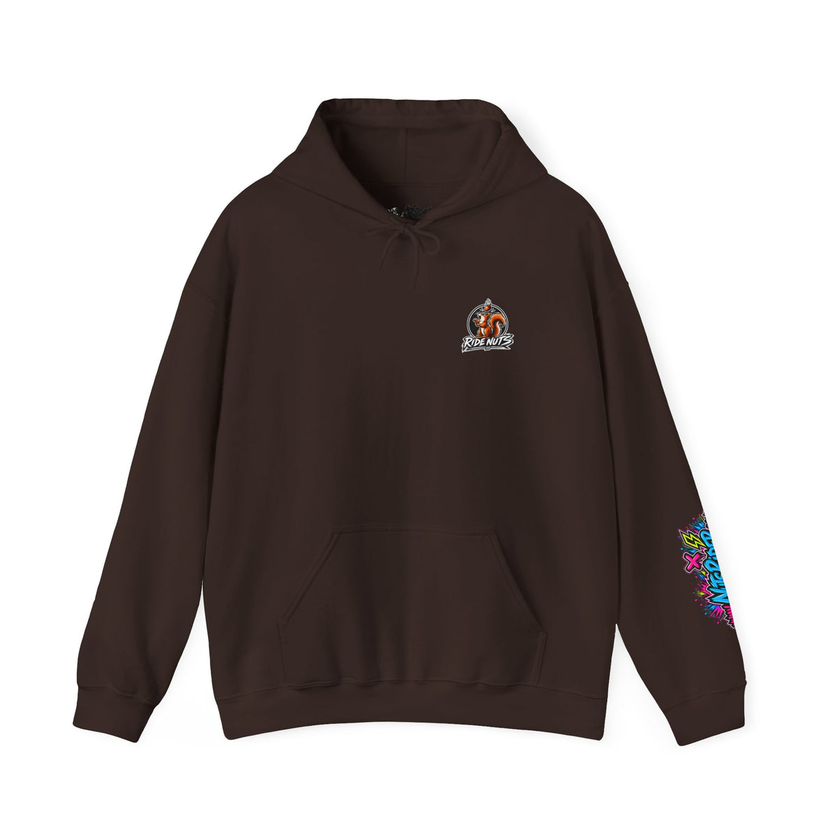 Ride Nuts Graphic Hoodie — Colorful Rock Hand Skull Moto Pullover