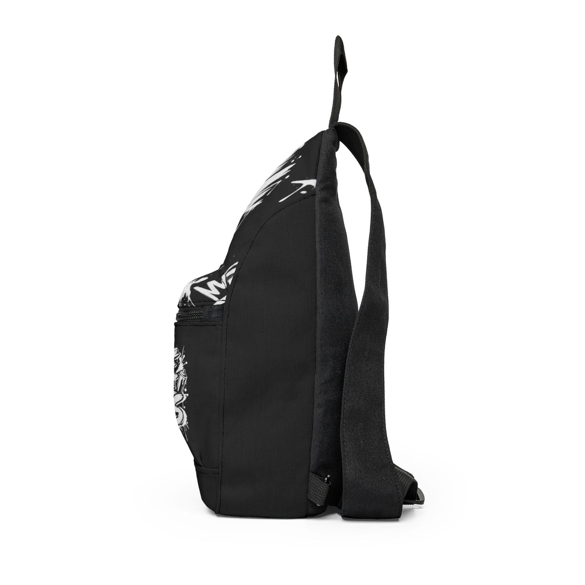 Ride Nuts Graffiti Sling Bag — Black Splatter Skate Crossbody