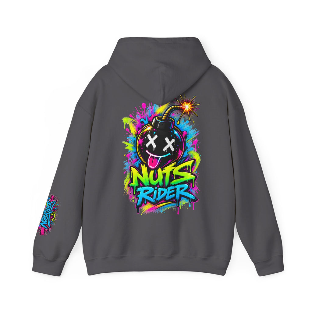 Nuts Rider Graphic Hoodie — Colorful Bomb Mascot Streetwear !