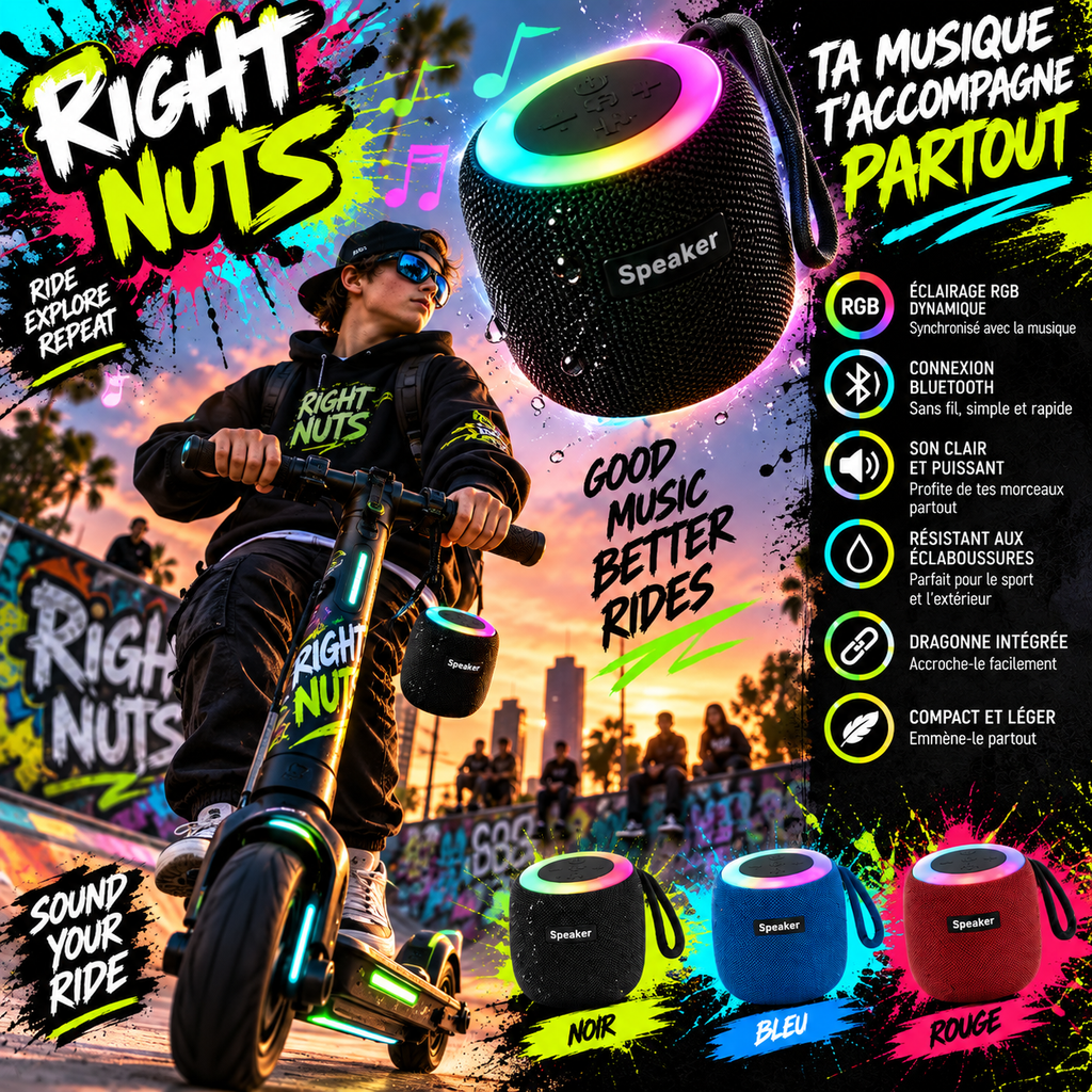 Mini haut-parleur Bluetooth RGB portable avec dragonne