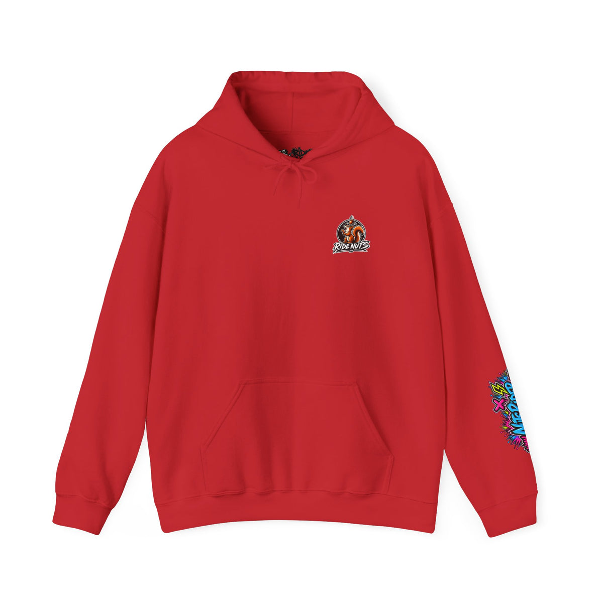Ride Nuts Graphic Hoodie — Colorful Rock Hand Skull Moto Pullover