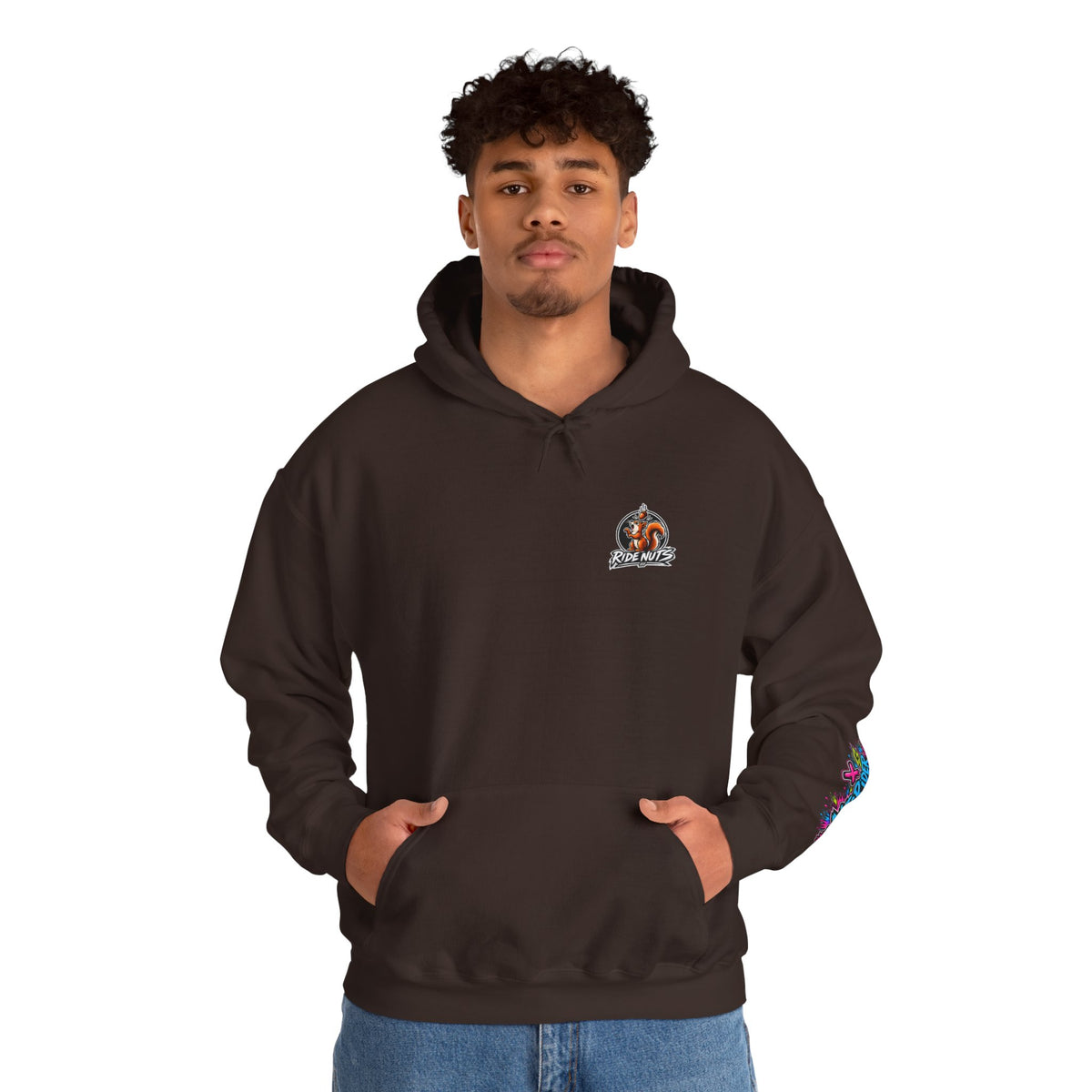 Ride Nuts Graphic Hoodie — Colorful Rock Hand Skull Moto Pullover
