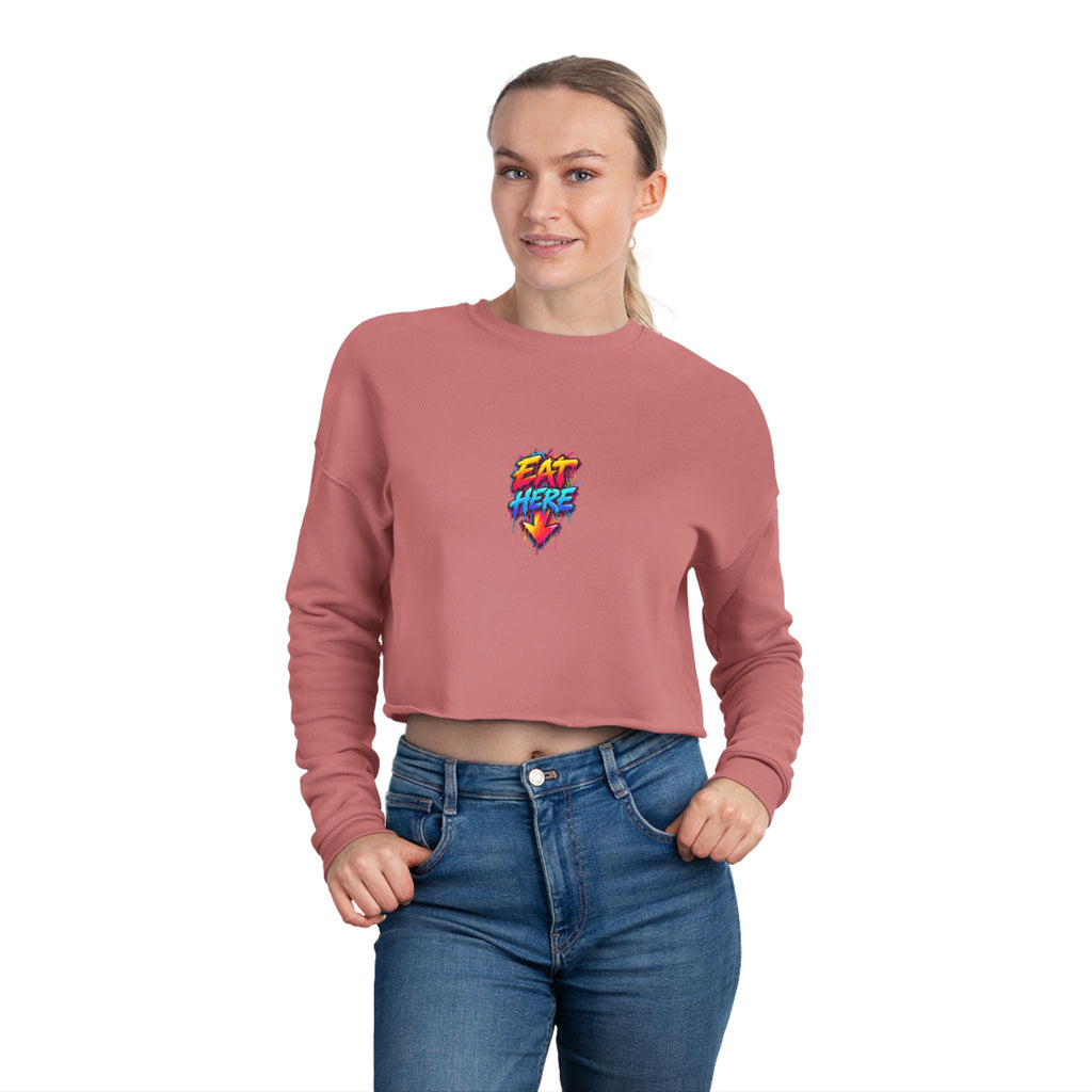 Cropped Sweatshirt — 'Ride Nutz' Squirrel Graphic Crop Top (Eat More Heart Badge)